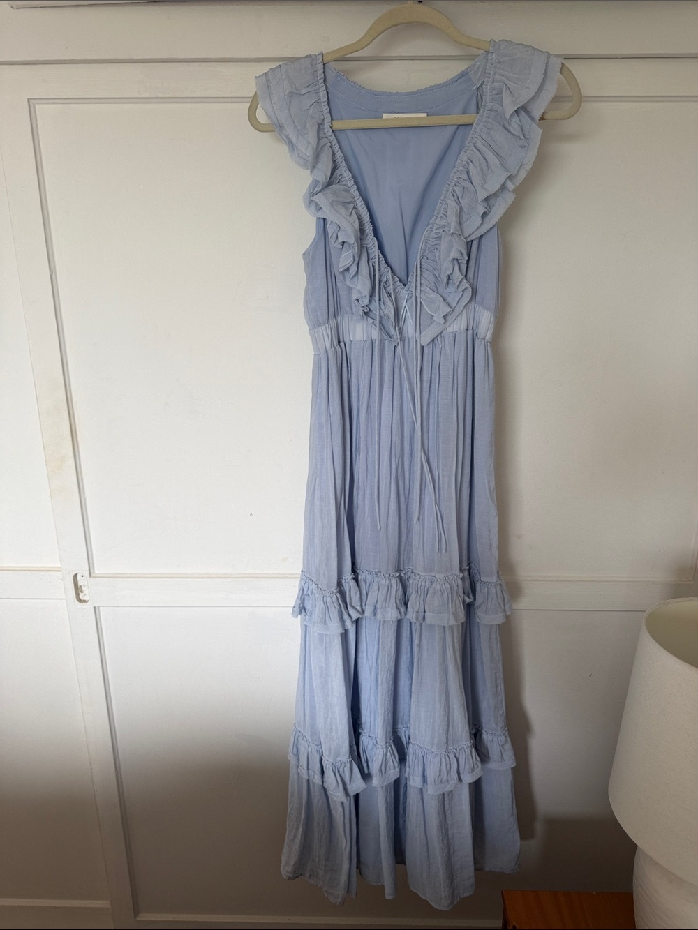 Mustard Seed Light Blue Ruffle Maxi Dress